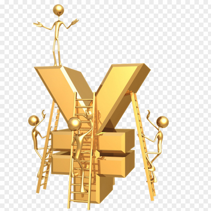 3D Villain Climbing Money Stairs World 1024 Gold Computer Graphics Renminbi PNG