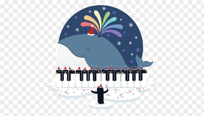 Cartoon Dolphin PopCorn Christmas Decoration Art Illustration PNG