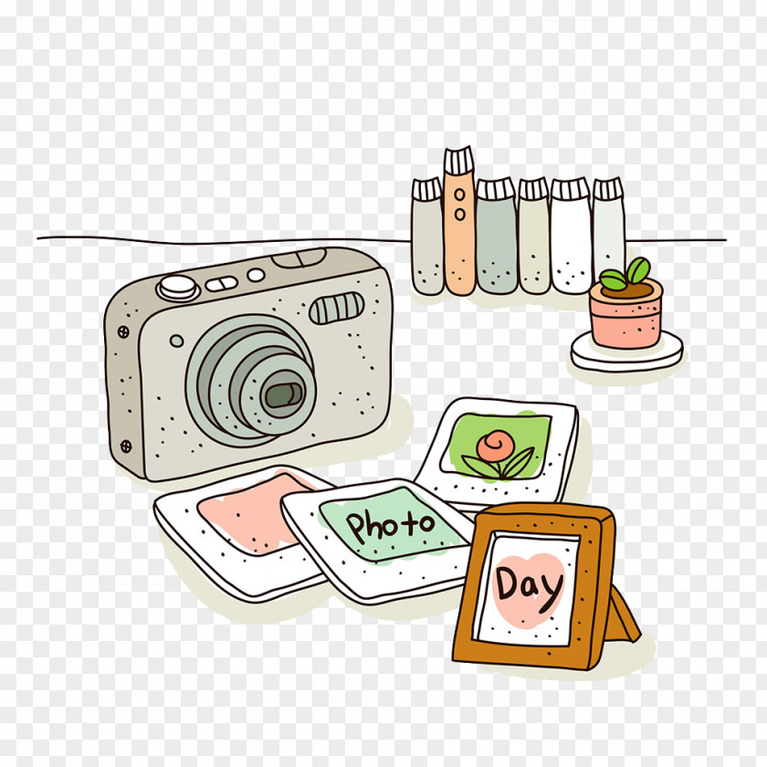 Hand-painted Decorative Patterns Camera Cartoon Illustration PNG