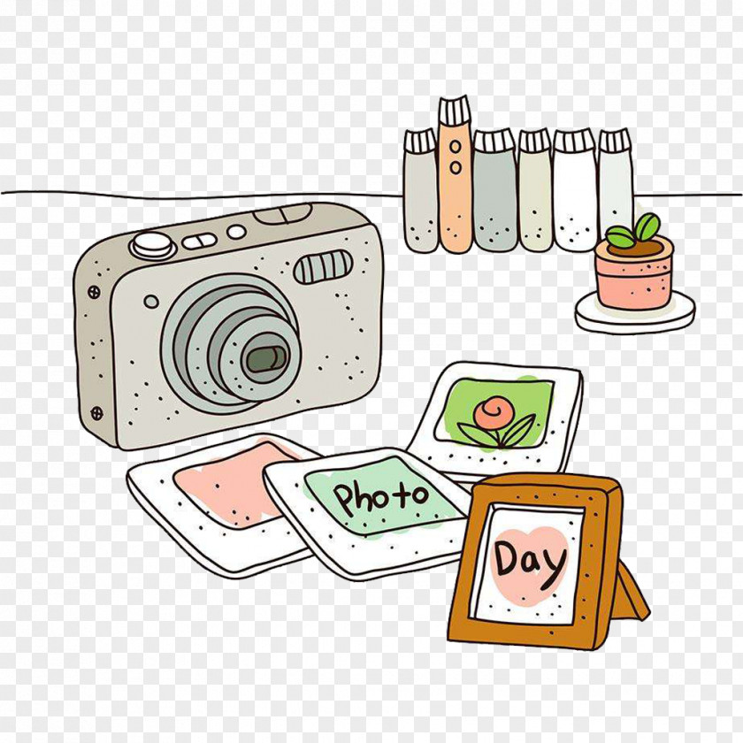 Hand Drawn Camera Cartoon Illustration PNG