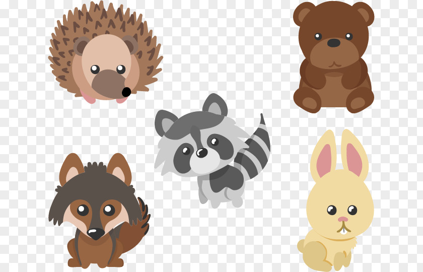 5 Cute Forest Critters Figure Cat Hedgehog The Life Cycle Of A Raccoon Animal PNG