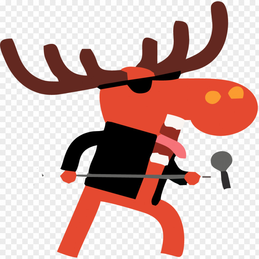 Singing Deer Reindeer Red Clip Art PNG