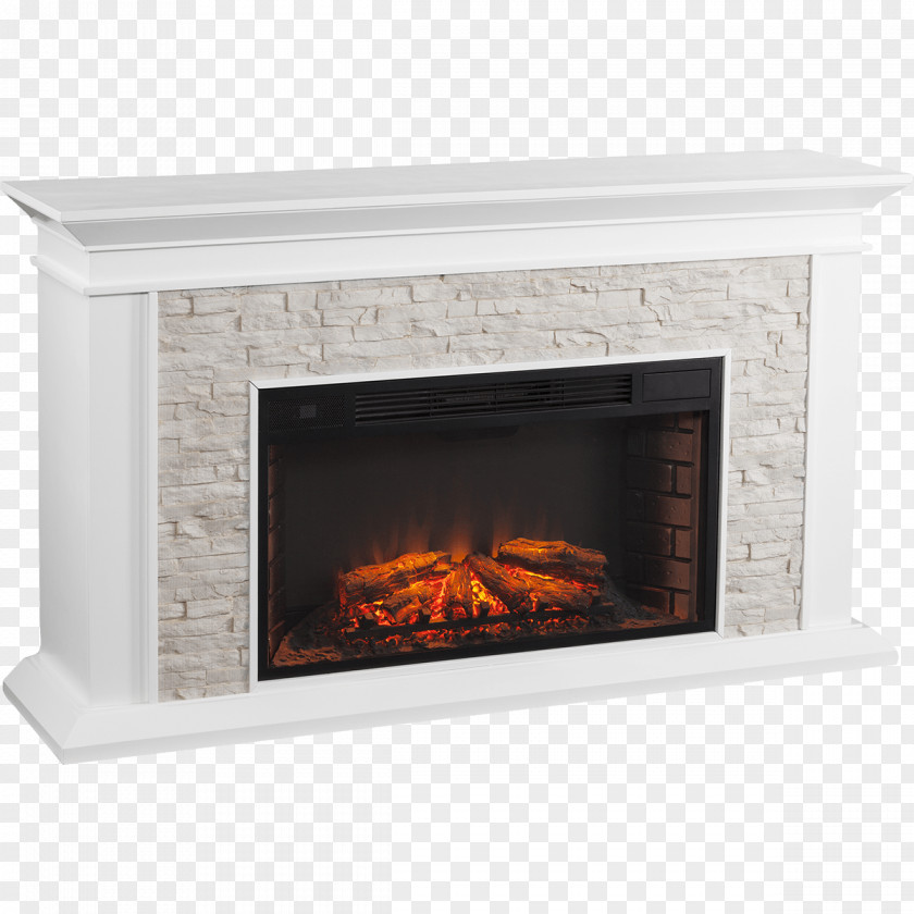 White Stones Electric Fireplace Mantel Electricity Heating PNG