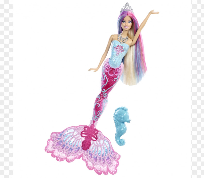 Barbie Rainbow Lights Mermaid Doll Toy Crimp & Color Styling Head PNG