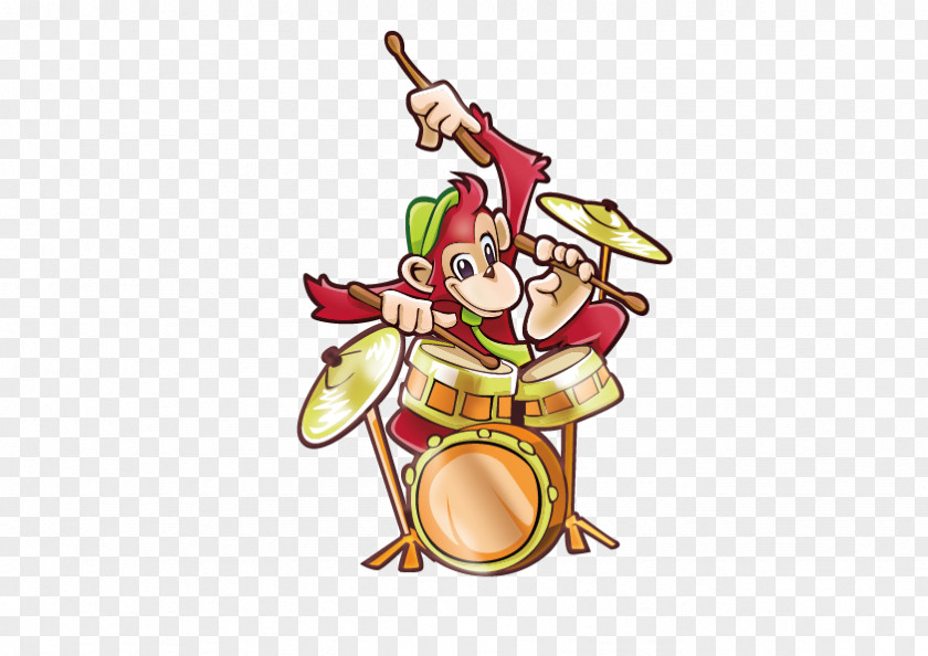 Vector Cartoon Monkey Drums Musical Instrument Drum Clip Art PNG