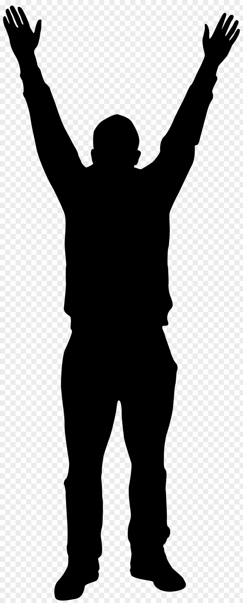 Man With Hands Up Silhouette Clip Art Image PNG