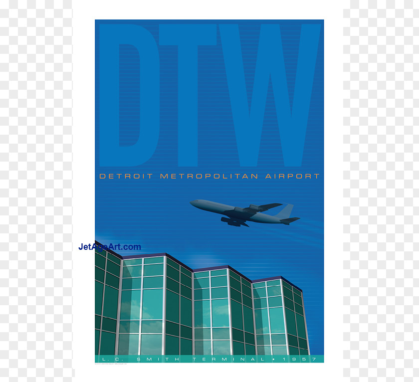 7 Poster Air Travel Detroit Metro Airport Jet Age PNG