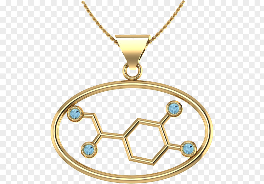 Gold Locket Molecule Norepinephrine Necklace PNG