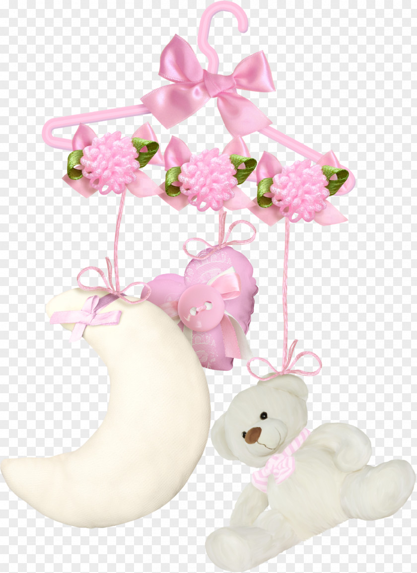 Pink Heart Hanger Moon Bear Child Designer PNG