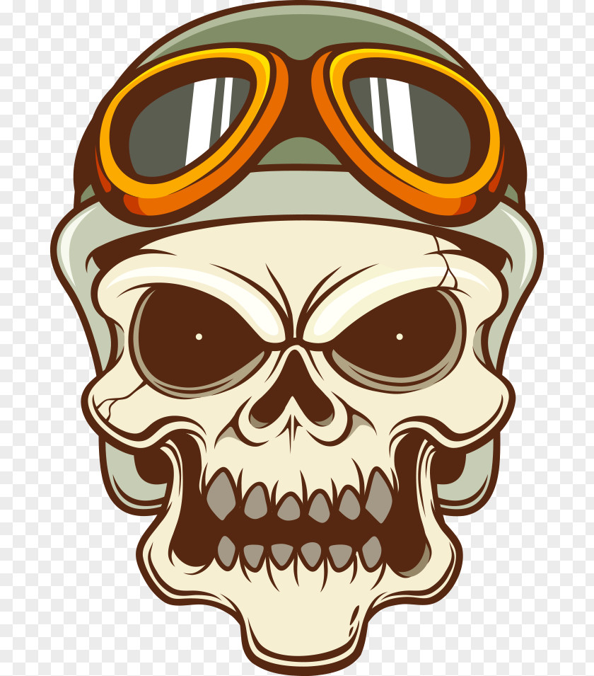 Vector Cartoon Skeleton Motorcycle Helmet Skull Clip Art PNG