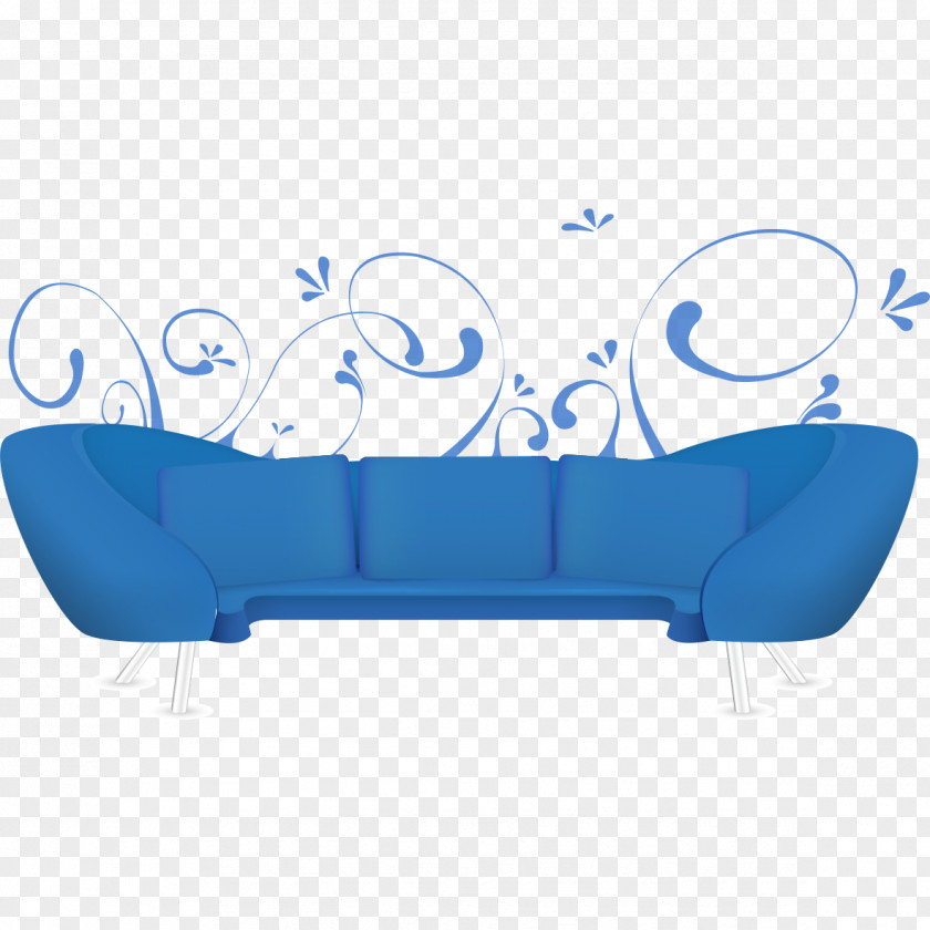 Blue Sofa Model Couch PNG