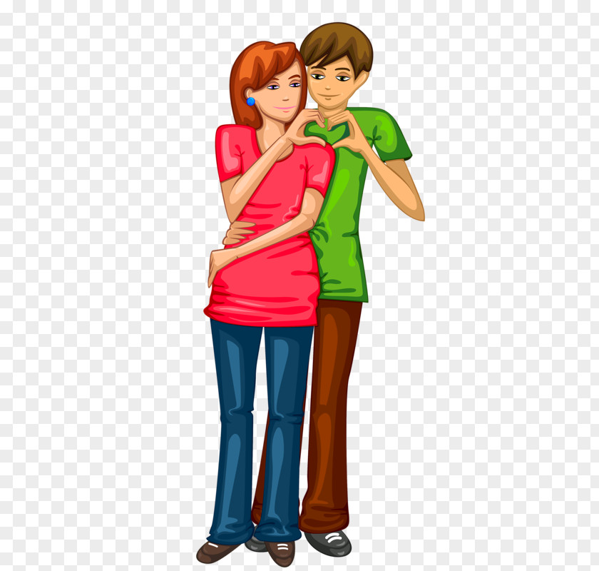 Love Couple Cartoon Illustration PNG