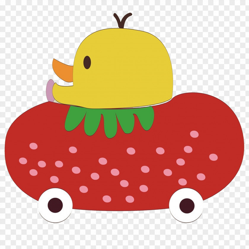 Strawberry Duck Cartoon Drawing PNG