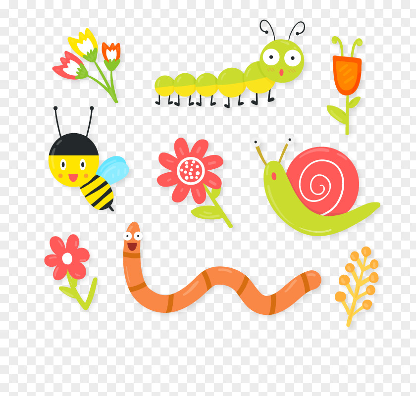 Vector Caterpillars Insect Bee Earthworms Euclidean PNG