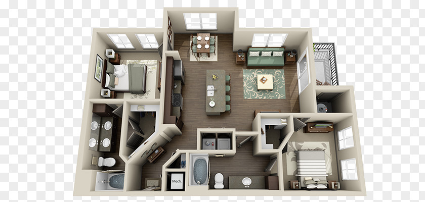 Apartment 3D Floor Plan House PNG