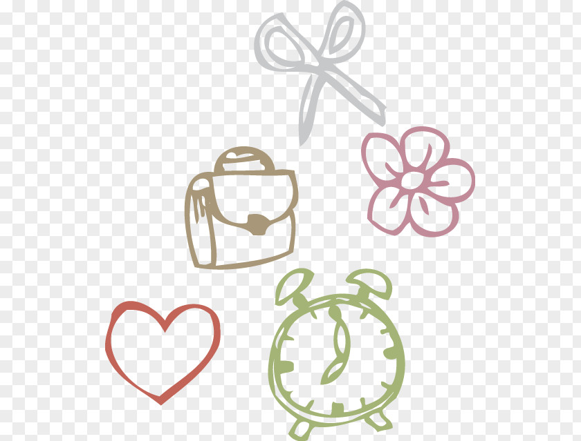 Hand-painted Flower Scissors Alarm Schoolbags Pattern Google Images Textile Cartoon Clip Art PNG