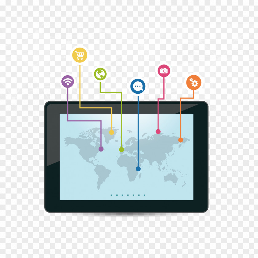 Vector Tablet And Map Digital Marketing Illustration PNG