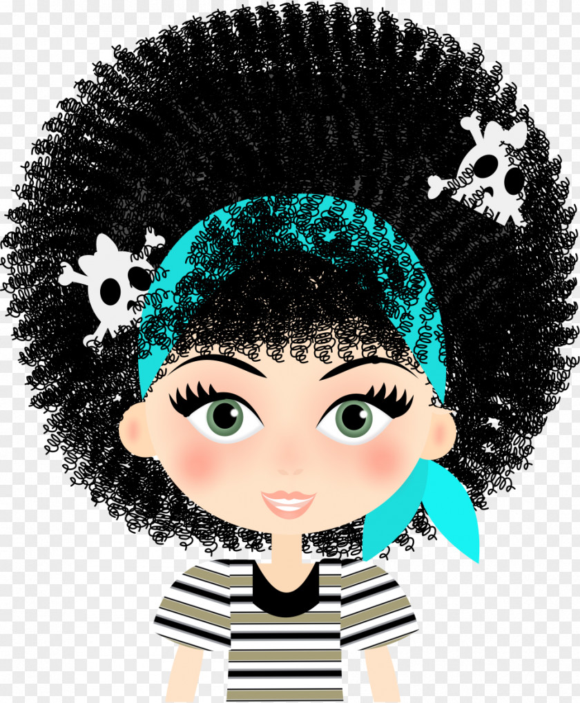 Drawing Black Hair Teal Headgear PNG