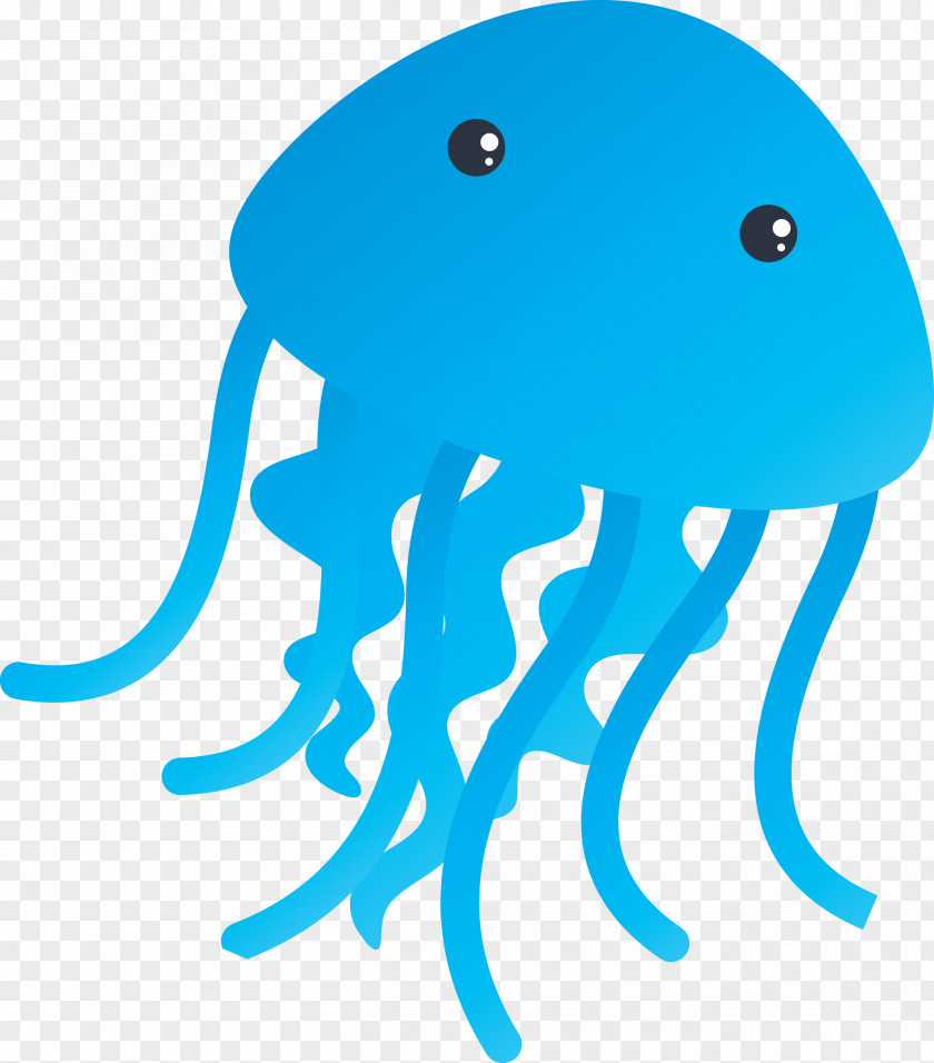 Octopus Turquoise Jellyfish Cartoon Cnidaria PNG