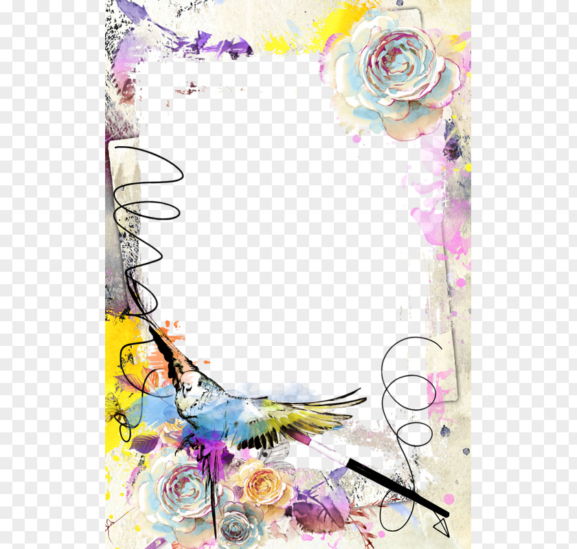 Vector Flowers Frame Design Material Picture Frames Watercolor Painting PNG