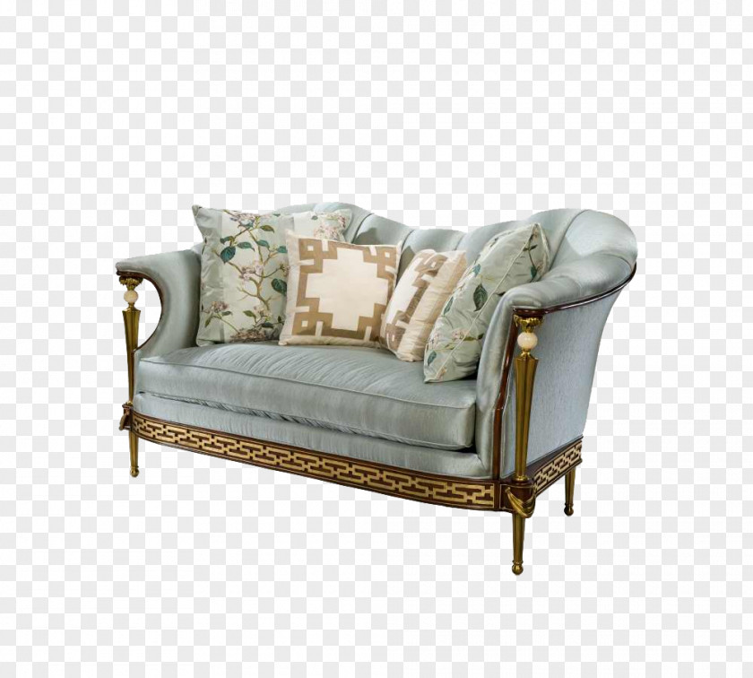 European Simple Double Sofa Couch Chair Furniture Living Room Upholstery PNG