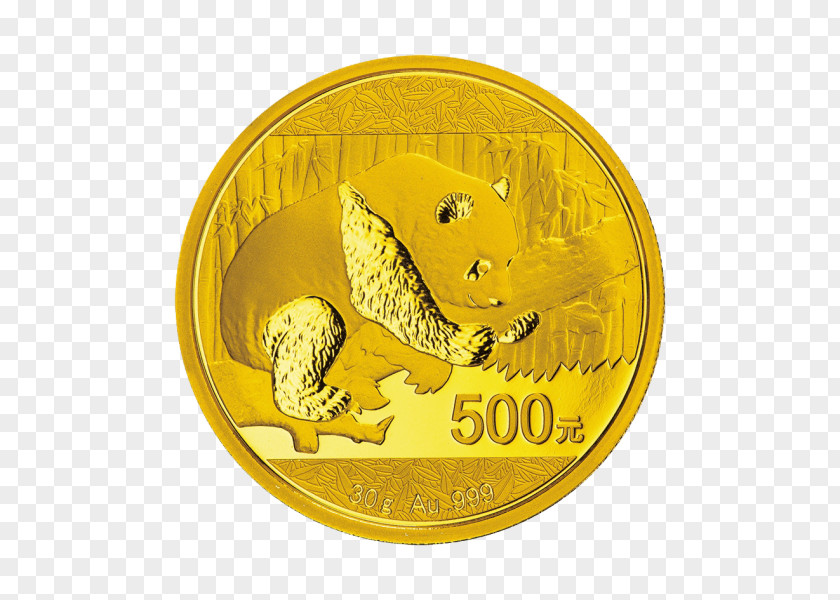 Gold Giant Panda Chinese Bullion Coin Silver PNG