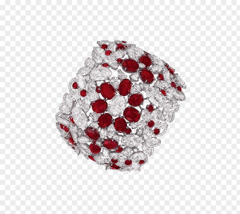 Ruby Earring Brooch Moussaieff Red Diamond PNG