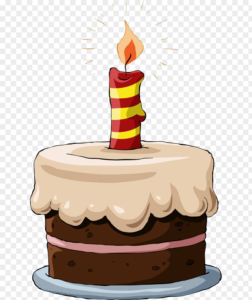 A Candle Lit On Cake Birthday Chocolate Wedding Ice Cream Sponge PNG
