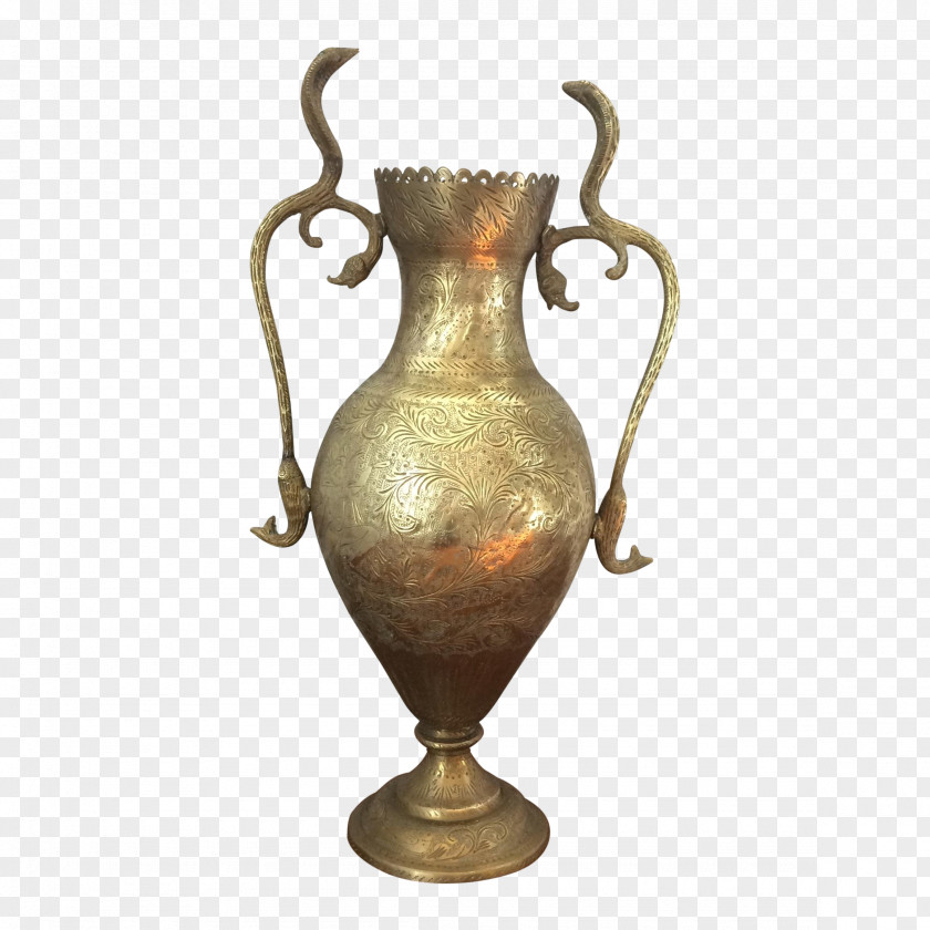Brass Vase Bronze Snakes Repoussé And Chasing PNG