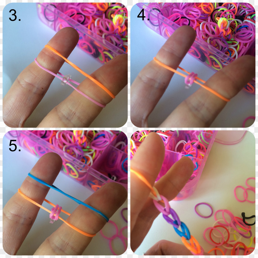 Rainbow Loom Rubber Bands Bracelet How-to PNG