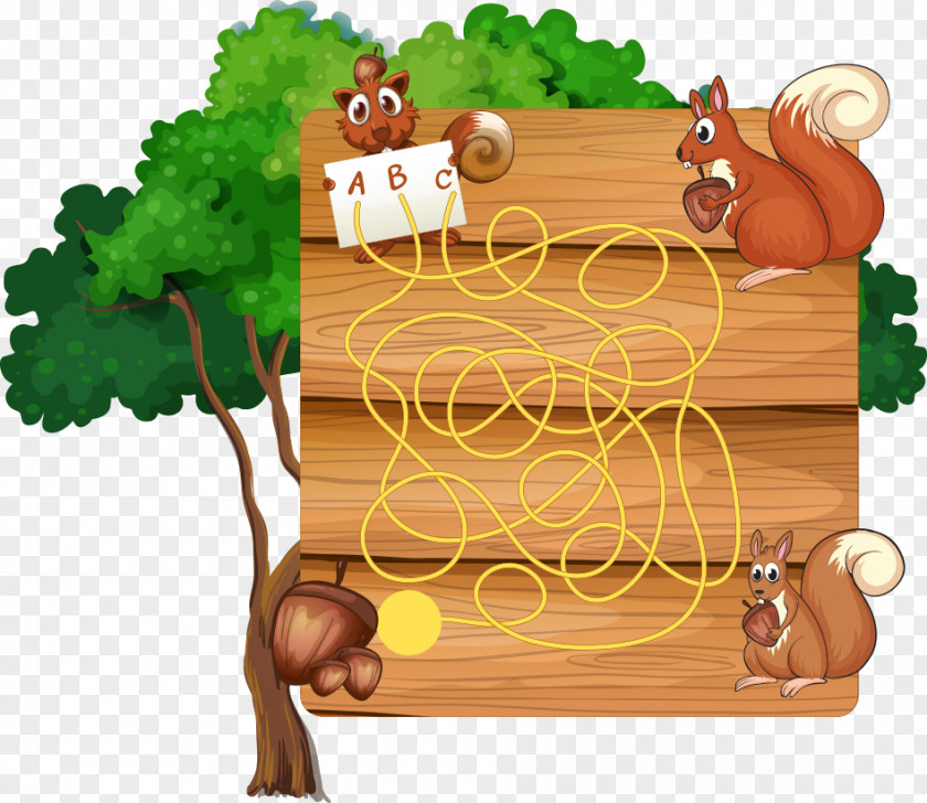 Vector Squirrel And Maze Cartoon Download Labyrinth PNG