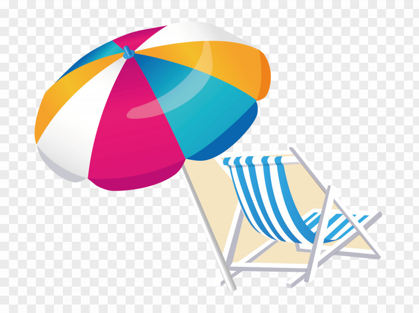 Beach Chairs Umbrella Illustration PNG