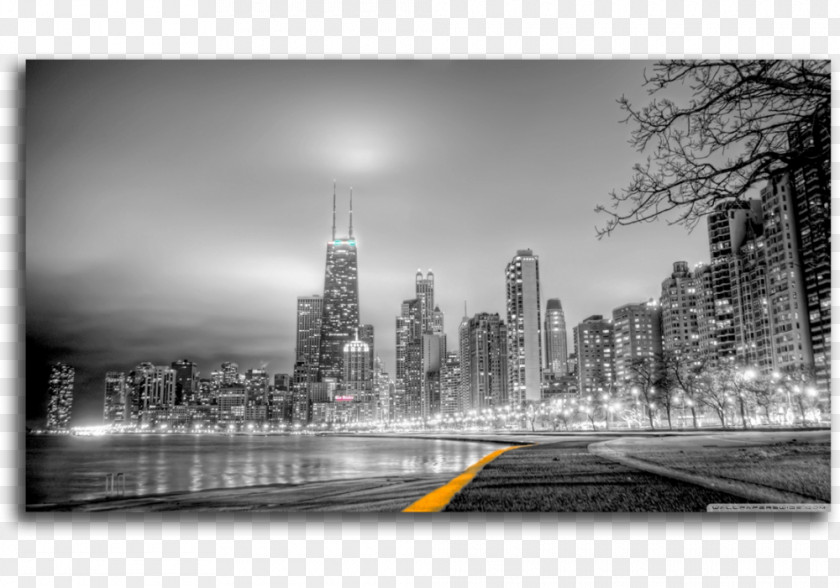 Building New York City Black And White Mural Wallpaper PNG