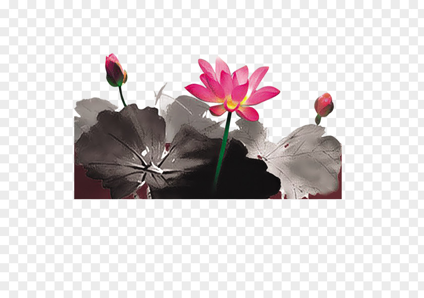 Ink Painting Style Lotus Pond Wash Photography PNG