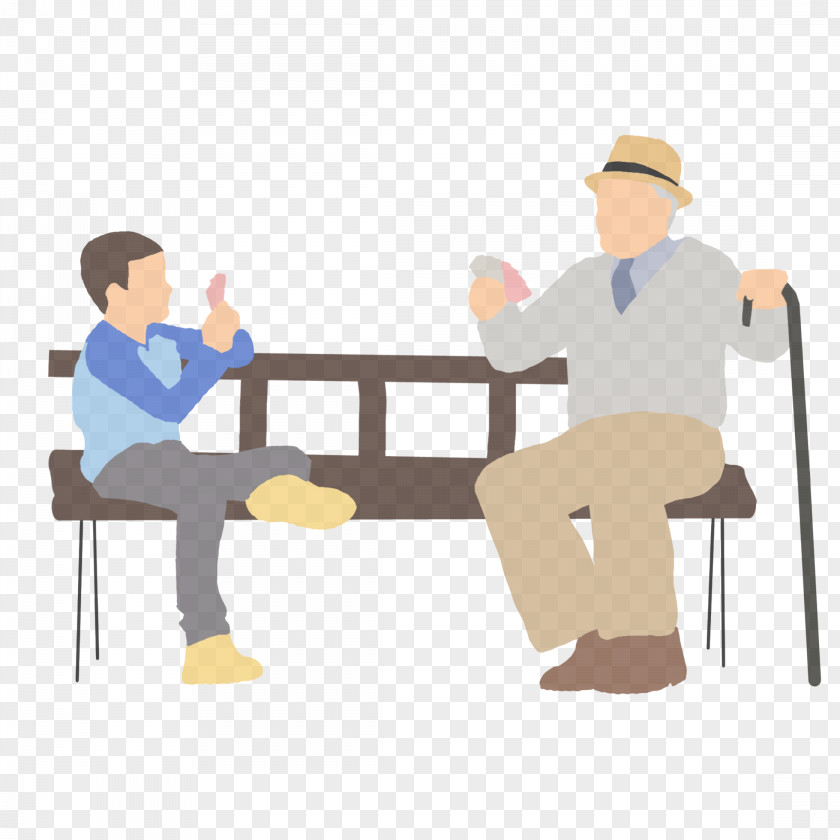 Sharing Sitting Cartoon Table Furniture Conversation Job PNG