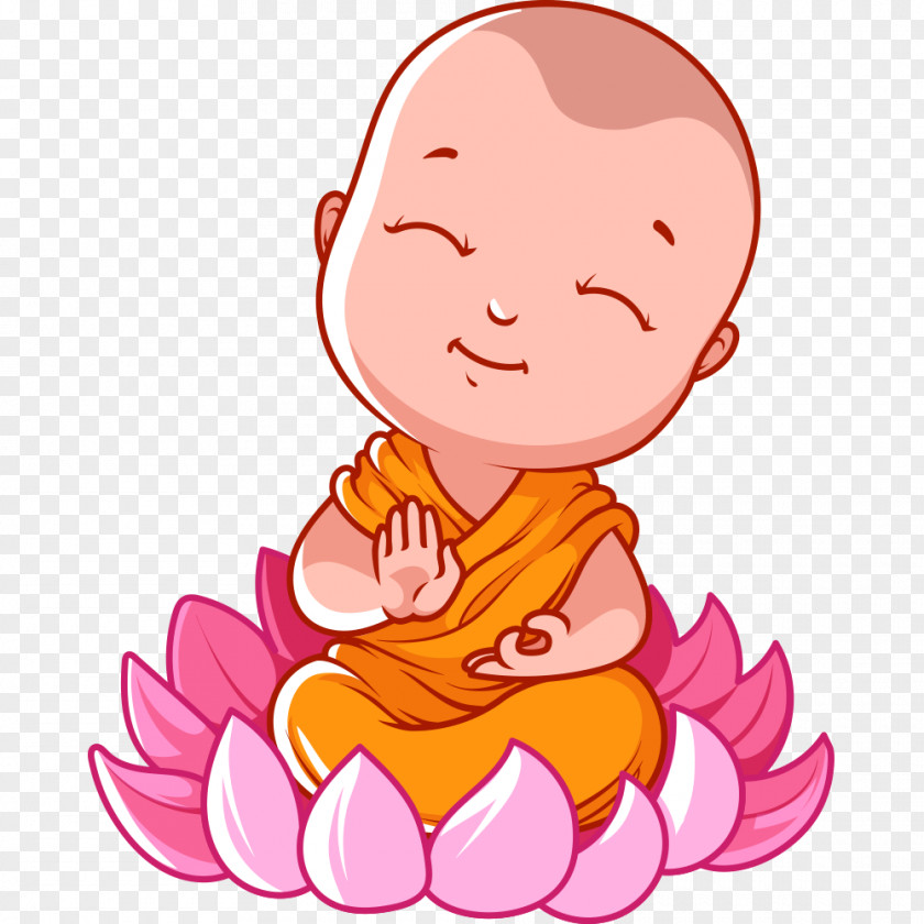 Lotus Seat Novices Vector Material Cartoon Bhikkhu Buddhism Illustration PNG