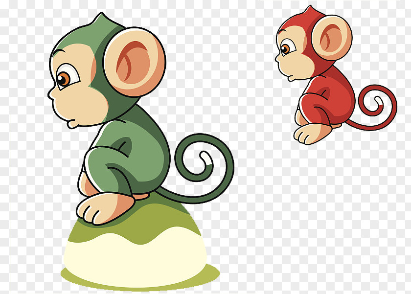 The Little Monkey Waiting For Cartoon Image Clip Art PNG