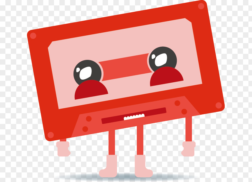 Vector Cartoon Red Cassette Compact Illustration PNG