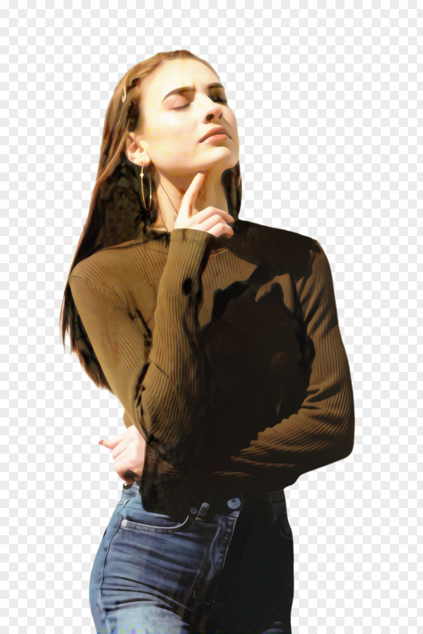 Gesture Leather Jacket Winter Girl PNG