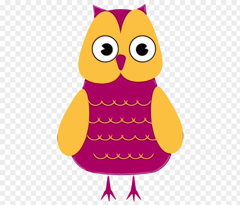 Magenta Yellow Owl Pink Bird Of Prey Cartoon PNG