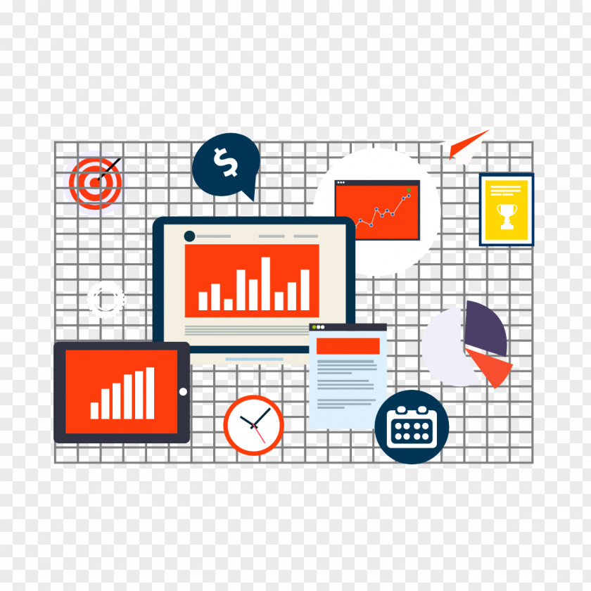 Vector Computer Data Analysis Chart Digital Marketing Flat Design Market Research PNG