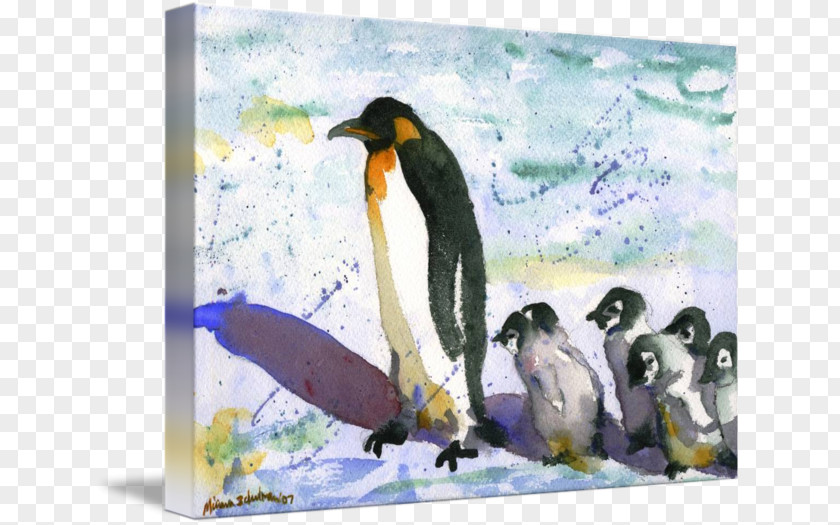 Penguin King Watercolor Painting Art PNG