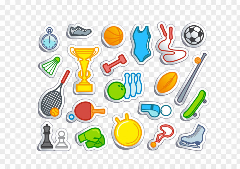 Sports Equipment Vector Folding Effect Cartoon PNG