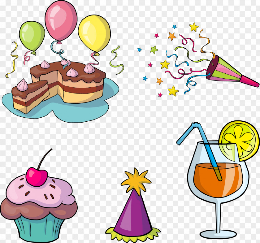 Vector Painted Party Cartoon Clip Art PNG
