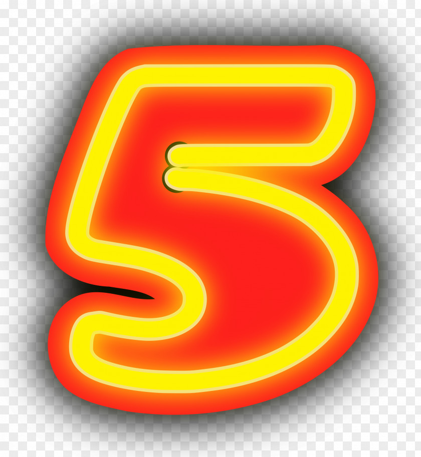 5 Number Numeral System Neon PNG