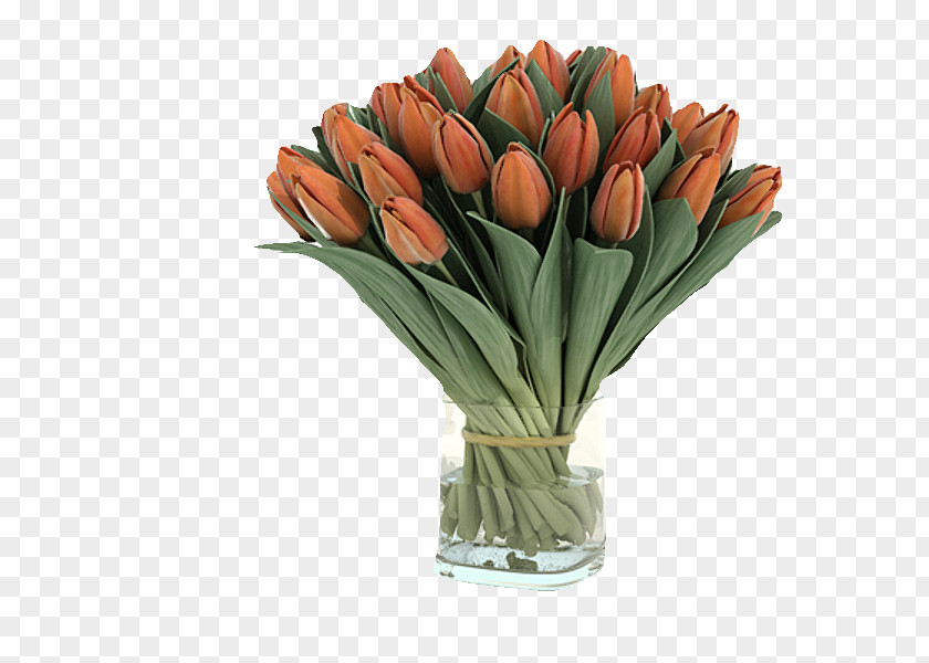 Orange Bouquet Tulip Flower Floral Design Vase PNG