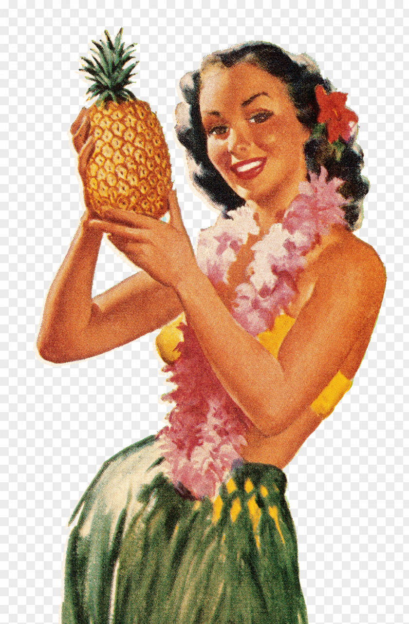 Retro Hawaiian Illustration Hawaii Hula Girls Dance PNG
