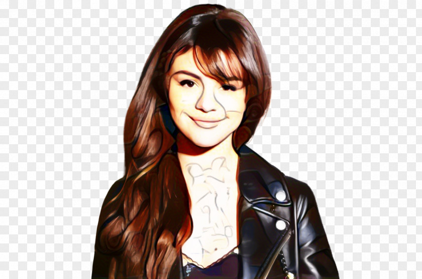 Selena Long Hair Coloring Bangs PNG