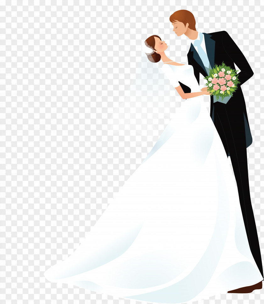 Cartoon Bride And Groom Bridegroom Wedding PNG