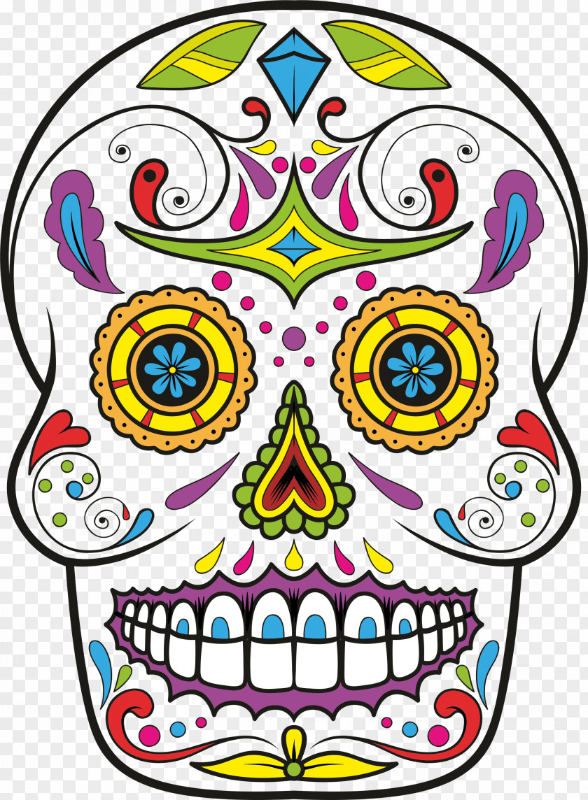 Sugar Calavera Skull Day Of The Dead Drawing Clip Art PNG